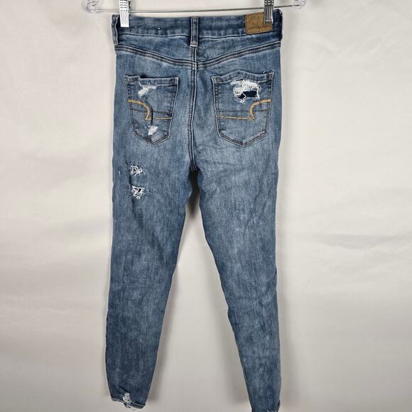 American Eagle Jeggings Women's 2 Regular Blue Next Level Stretch Distressed - Picture 4 of 16